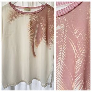Cream and Pink Palm Print Top